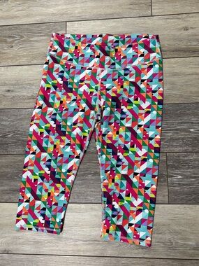 Fabletics Multicolor Geometric Capri Leggings - Teal, Pink, Yellow, Green